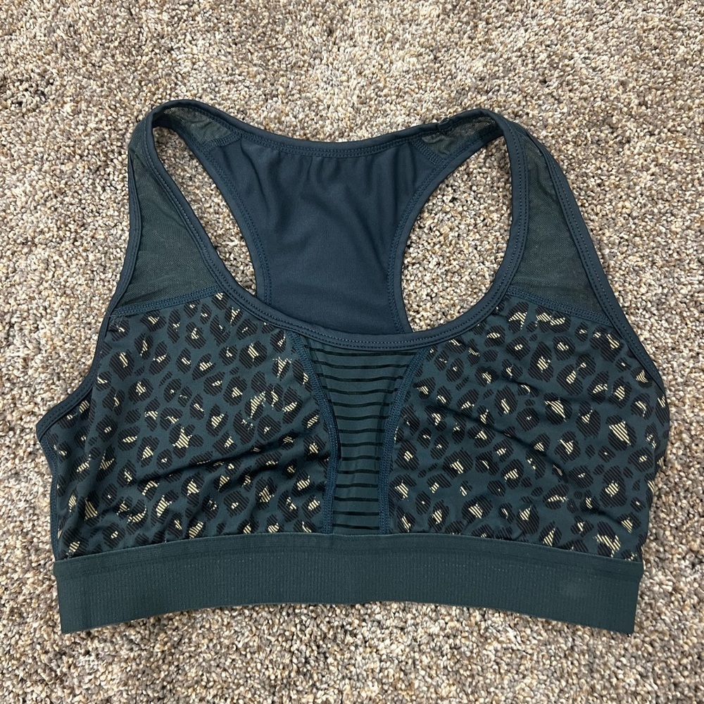 ZYIA Teal and Gold Leopard Sports Bra